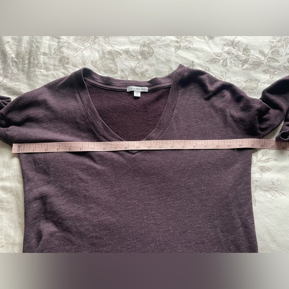 Standard James Perse Red Terry V Neck Long Sleeve Crewneck 1 Small Classic Cozy - Picture 4 of 6